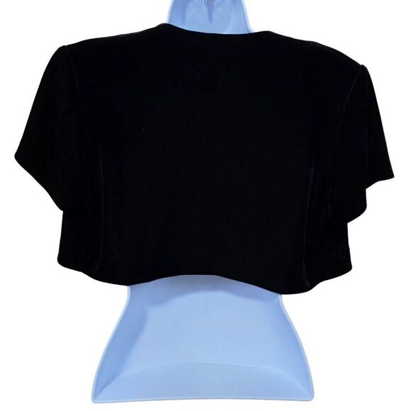Velvet Black Short Sleeve Bolero Jacket Shrug For Women Size M By Tiana B - Picture 2 of 10